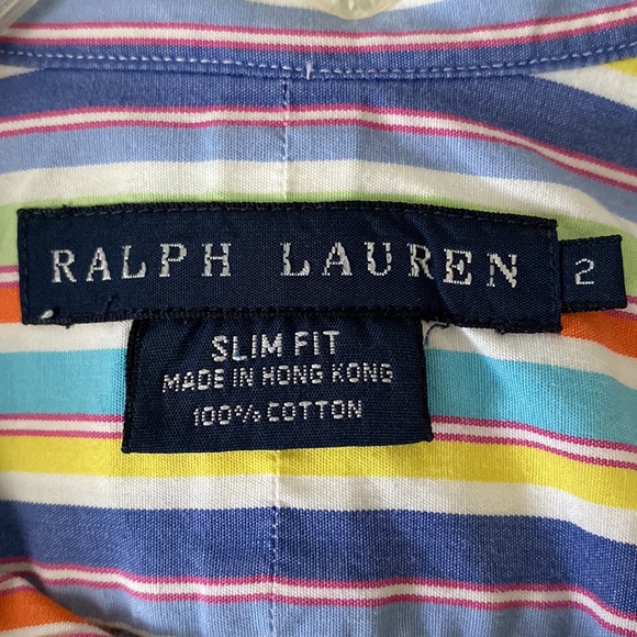 Ralph Lauren multi color 100% cotton button down, size 2 - Picture 2 of 2